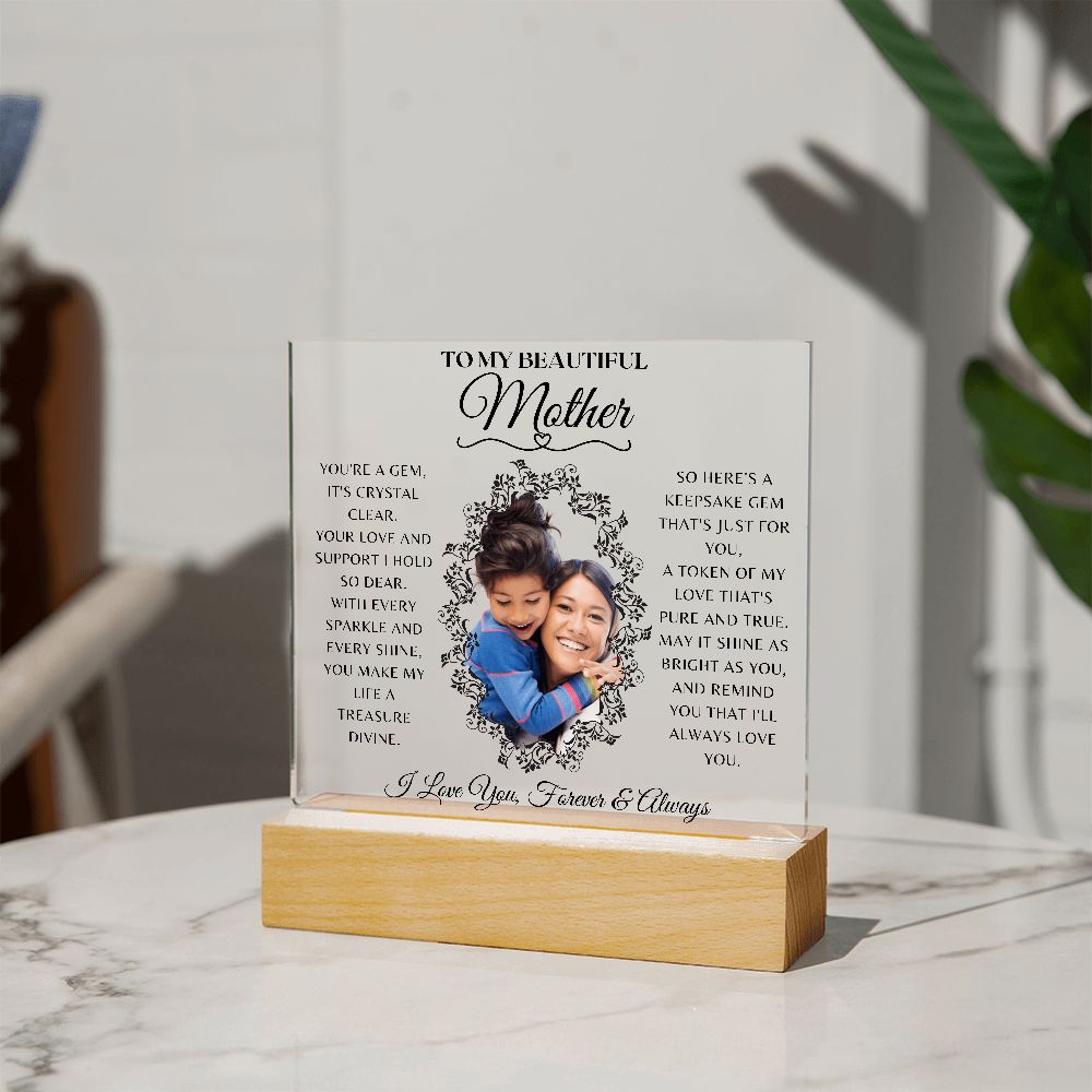 To My Beautiful Mother Acrylic Square Plaque Custom - Personalized Gift From Daughter Son to Mother. Mother's Day - Mom's Birthday