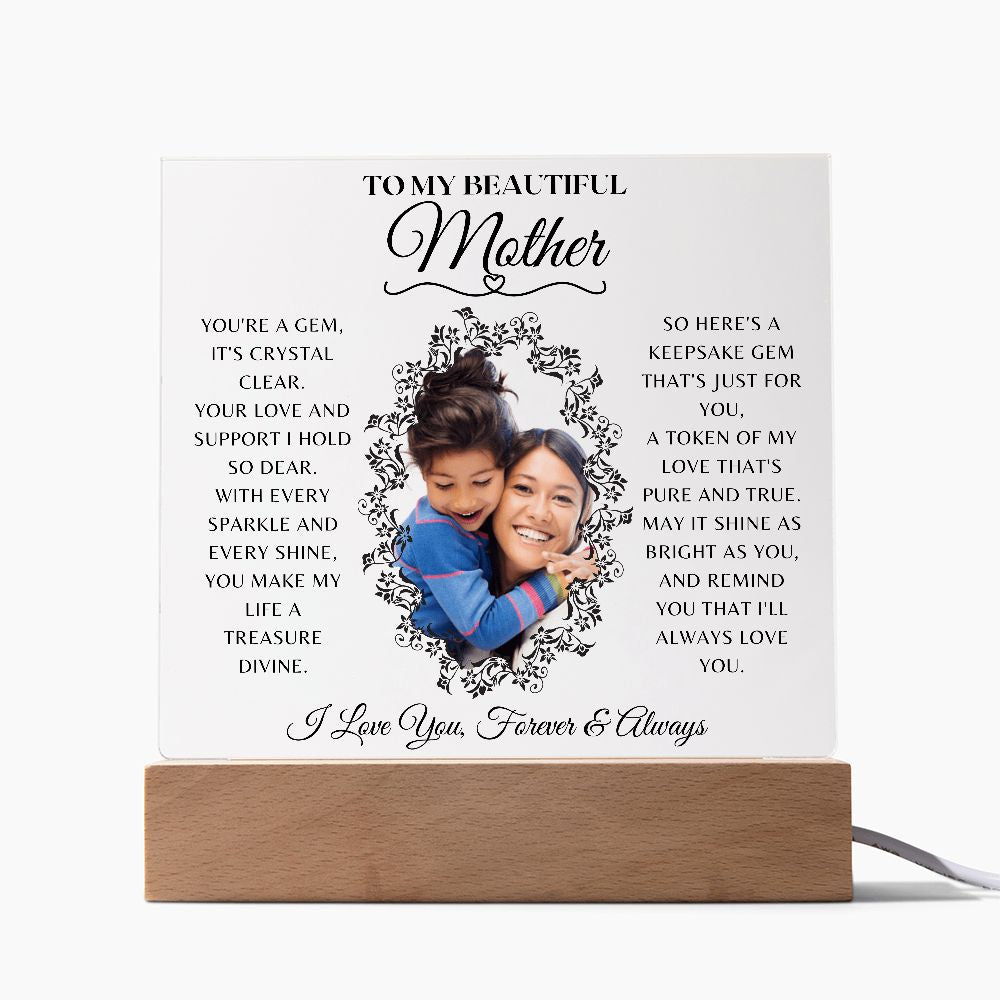 To My Beautiful Mother Acrylic Square Plaque Custom - Personalized Gift From Daughter Son to Mother. Mother's Day - Mom's Birthday
