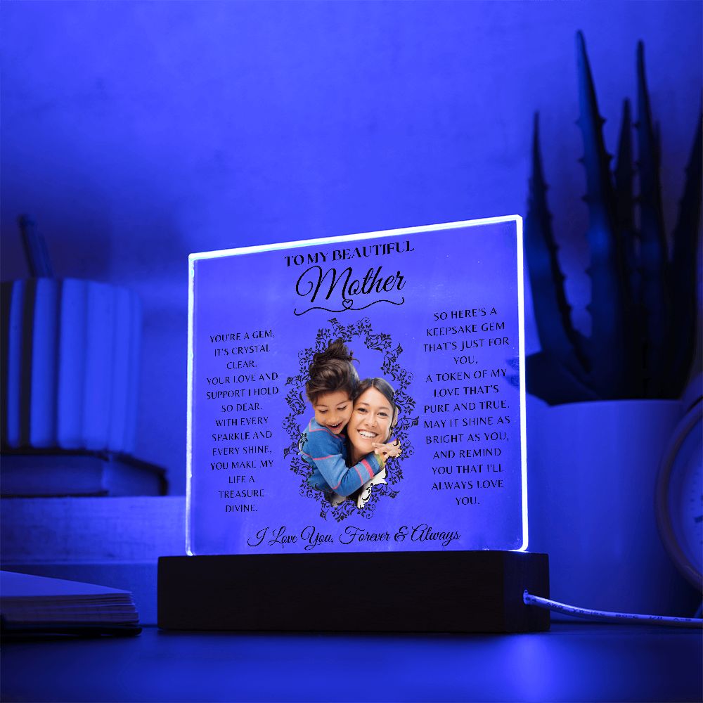 To My Beautiful Mother Acrylic Square Plaque Custom - Personalized Gift From Daughter Son to Mother. Mother's Day - Mom's Birthday