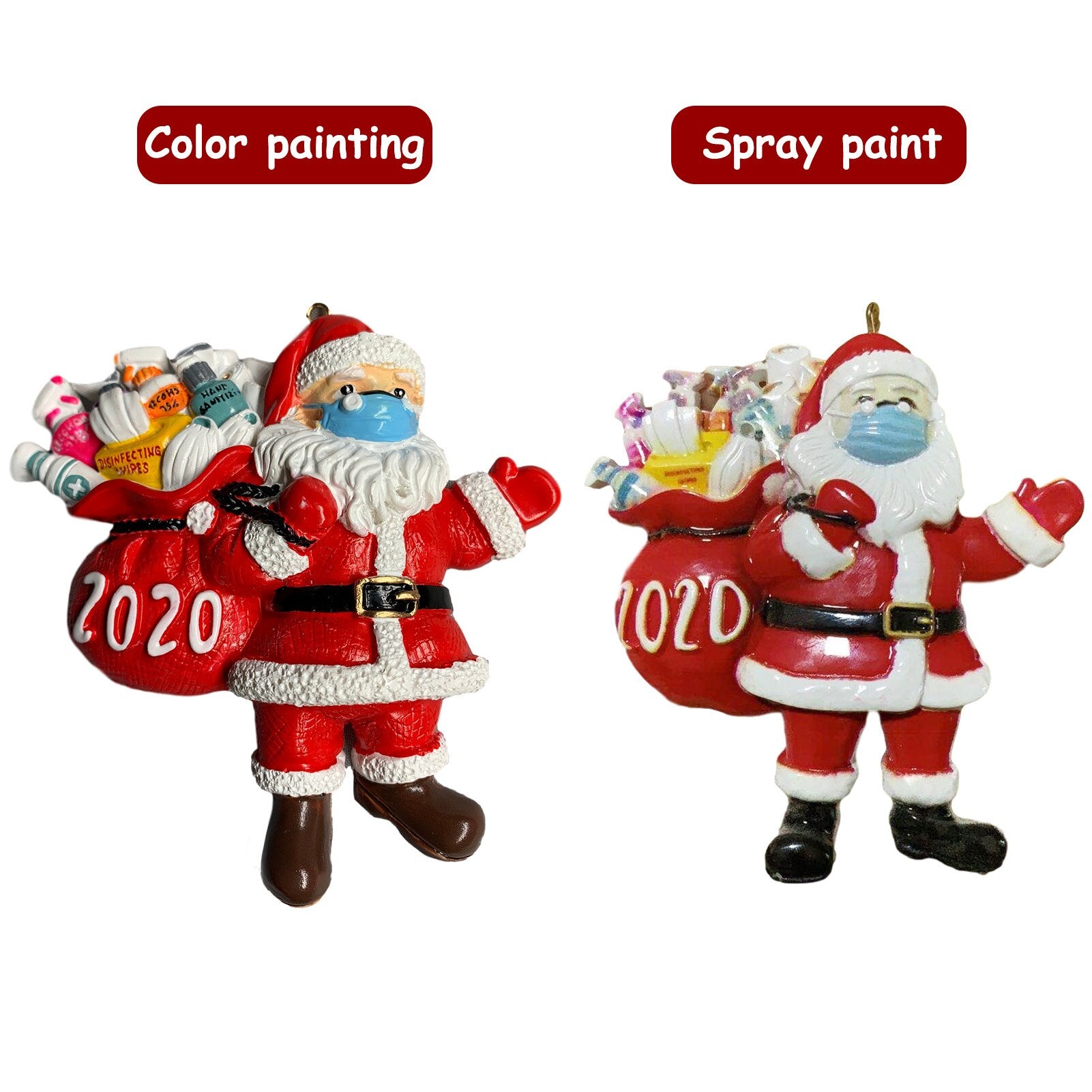 Santa Wearing A Mask Ornament 2020 | Memorial Christmas Tree Decoration | Quarantine Santa Claus Holiday Navidad Gift