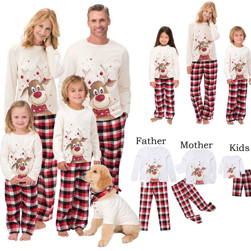 Matching Family Christmas Pajamas | 2021 Reindeer Festive Holiday Matching Pajamas Sleepwear Set For Adults, Kids, Baby