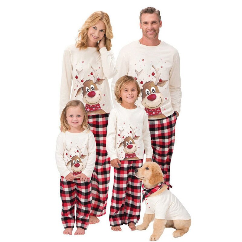 Matching Family Christmas Pajamas | 2021 Reindeer Festive Holiday Matching Pajamas Sleepwear Set For Adults, Kids, Baby