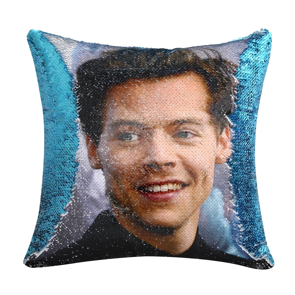 Custom Dog Pillow, Human Pillow | Personalized Portrait Mermaid Pillow Cover | Custom Sequin Pillowcase | Holiday Pillow Gift Idea