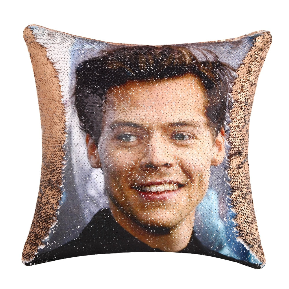 Custom Dog Pillow, Human Pillow | Personalized Portrait Mermaid Pillow Cover | Custom Sequin Pillowcase | Holiday Pillow Gift Idea