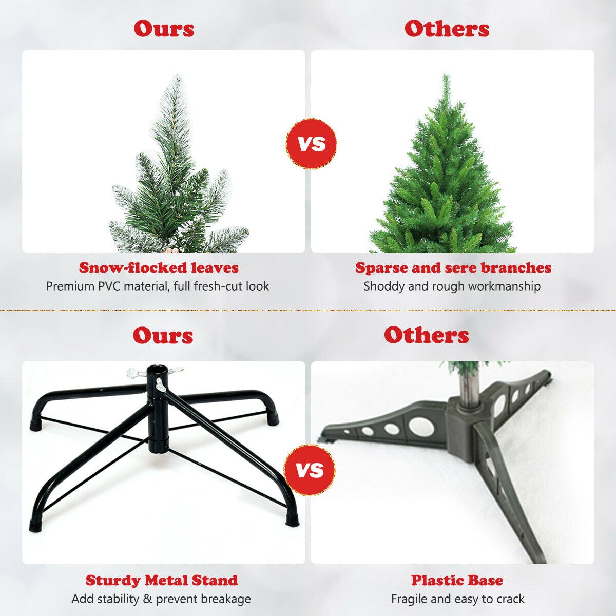 Festive 6ft Pencil Christmas Tree - Realistic PVC Branches With Decorative Pinecones