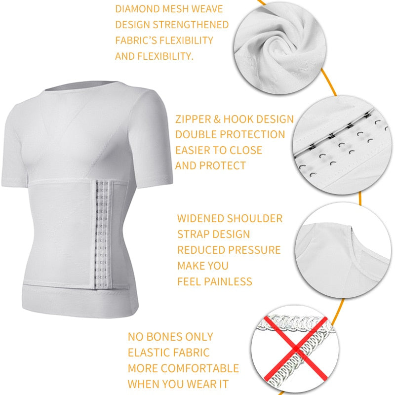 Gynecomastia Compression Shirt - Men's Body Shaper Compression Shirts - Waist And Chest Slimmers For Men