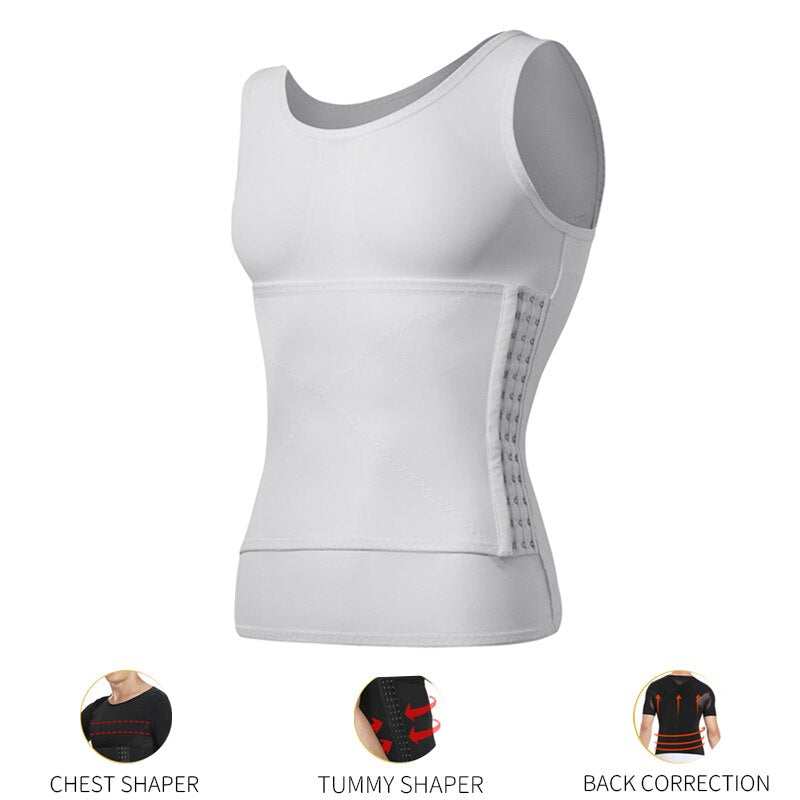 Gynecomastia Compression Shirt - Men's Body Shaper Compression Shirts - Waist And Chest Slimmers For Men