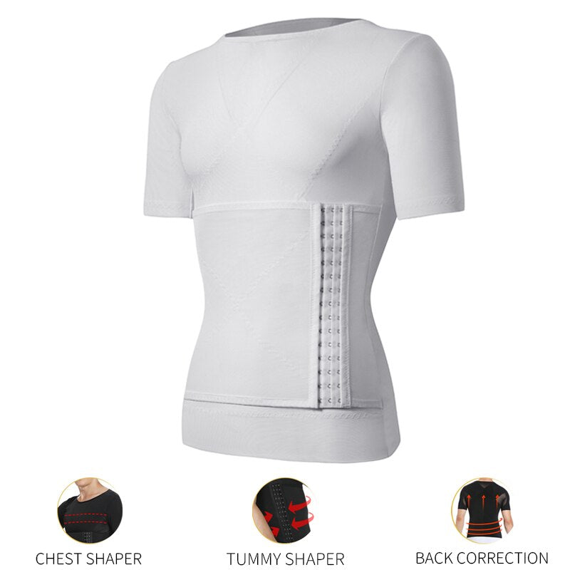 Gynecomastia Compression Shirt - Men's Body Shaper Compression Shirts - Waist And Chest Slimmers For Men