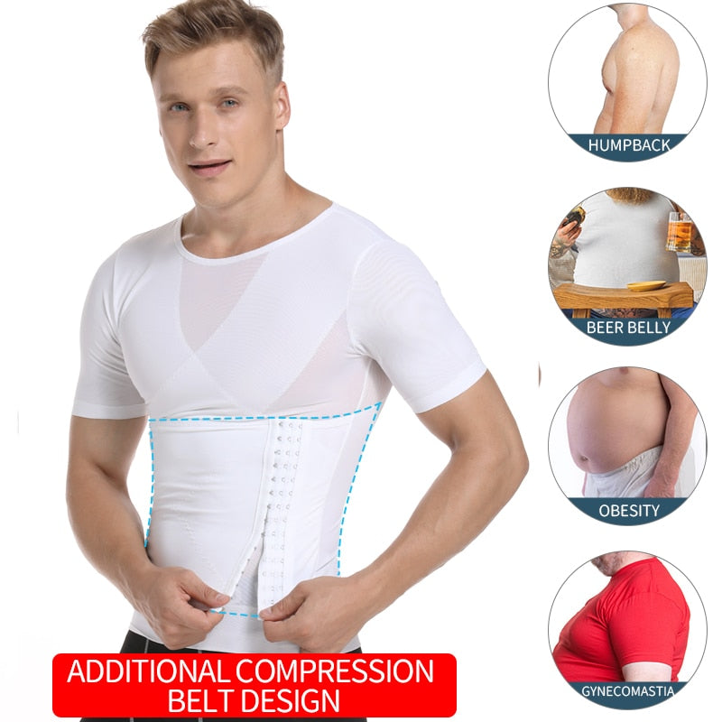 Gynecomastia Compression Shirt - Men's Body Shaper Compression Shirts - Waist And Chest Slimmers For Men