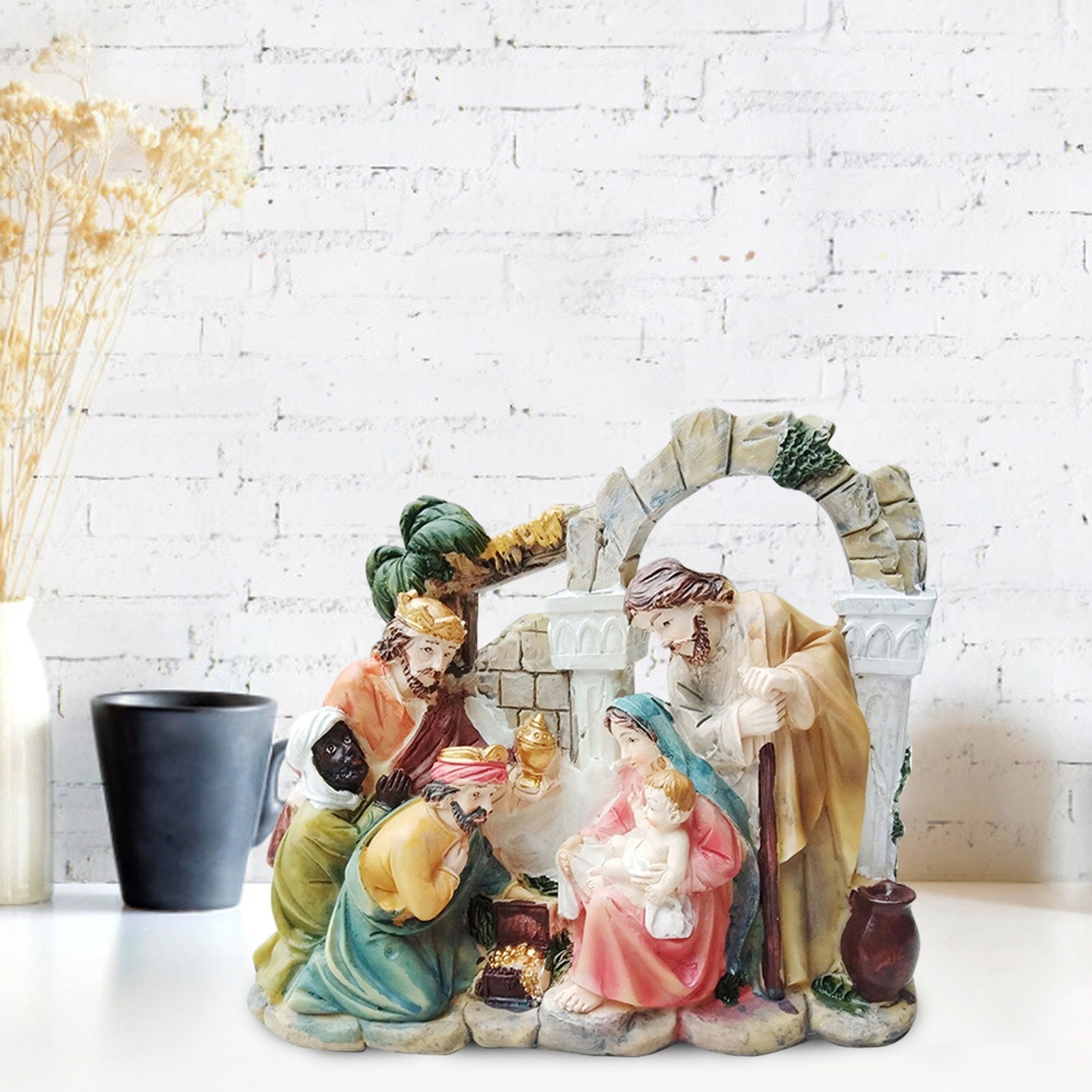 Nativity Sets For Christmas Indoor - Colorful Resin Christian Nativity Set