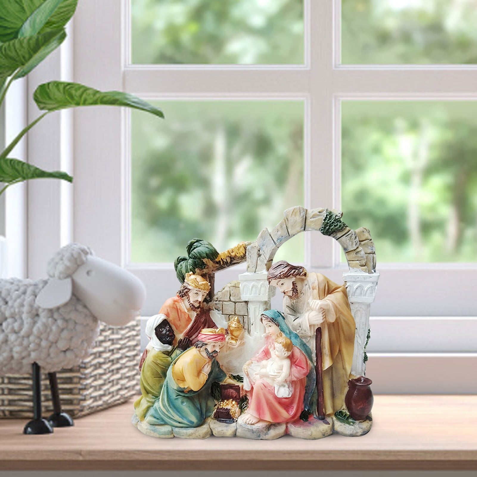 Nativity Sets For Christmas Indoor - Colorful Resin Christian Nativity Set