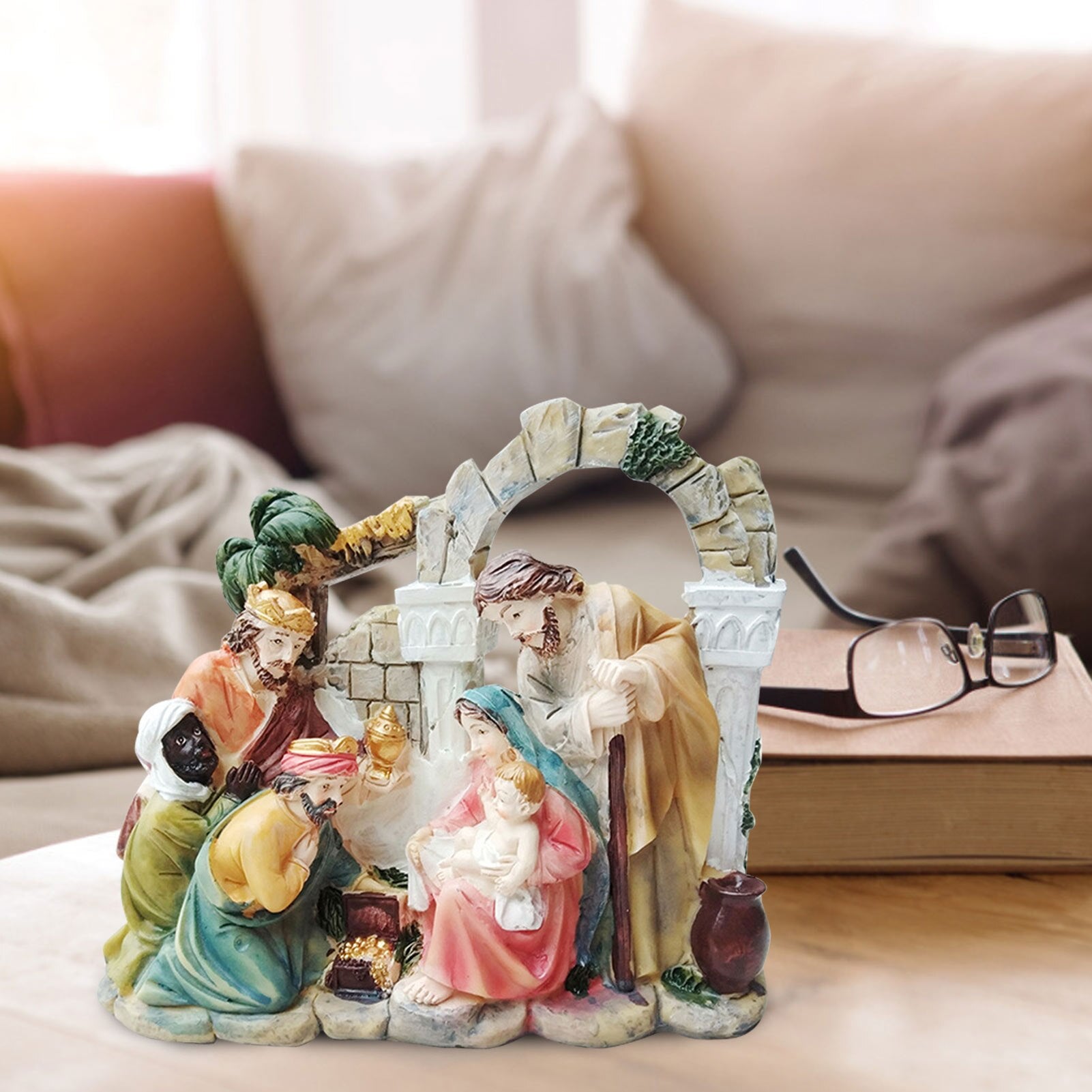 Nativity Sets For Christmas Indoor - Colorful Resin Christian Nativity Set
