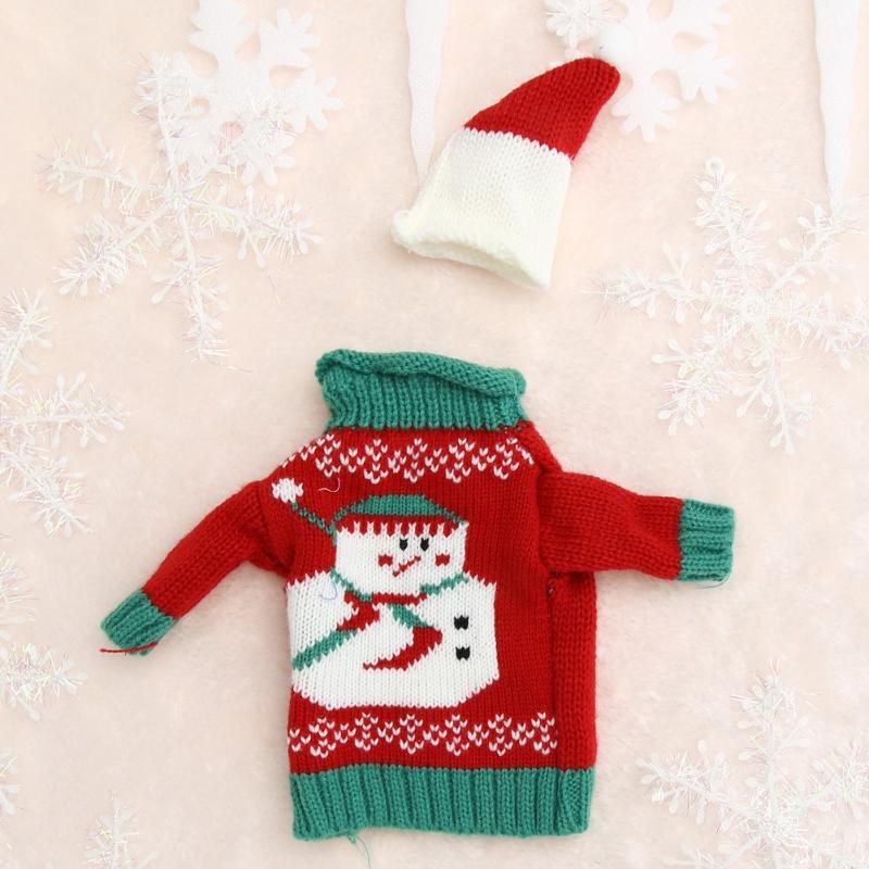 Snowmen Wine Bottle Cover Bag Knitting Banquet Christmas Decoration for home Dinner Party Table Decoration New Year Navidad