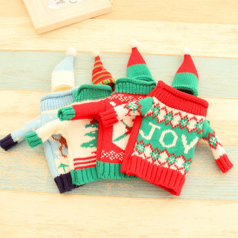 Snowmen Wine Bottle Cover Bag Knitting Banquet Christmas Decoration for home Dinner Party Table Decoration New Year Navidad
