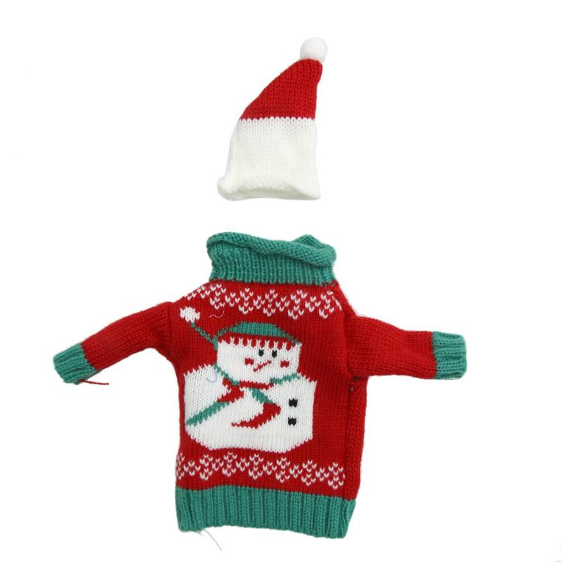 Snowmen Wine Bottle Cover Bag Knitting Banquet Christmas Decoration for home Dinner Party Table Decoration New Year Navidad