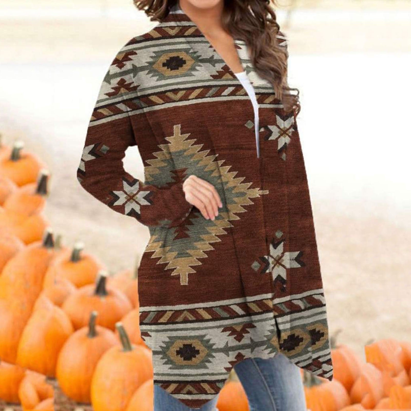 Sweater Womens Christmas Snowman Open Front Long Sleeve Loose Flowy Hem Cardigan Coat Blouse christmas sweater christmas clothes