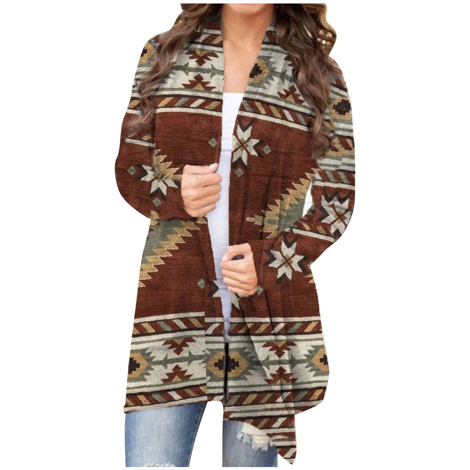 Sweater Womens Christmas Snowman Open Front Long Sleeve Loose Flowy Hem Cardigan Coat Blouse christmas sweater christmas clothes