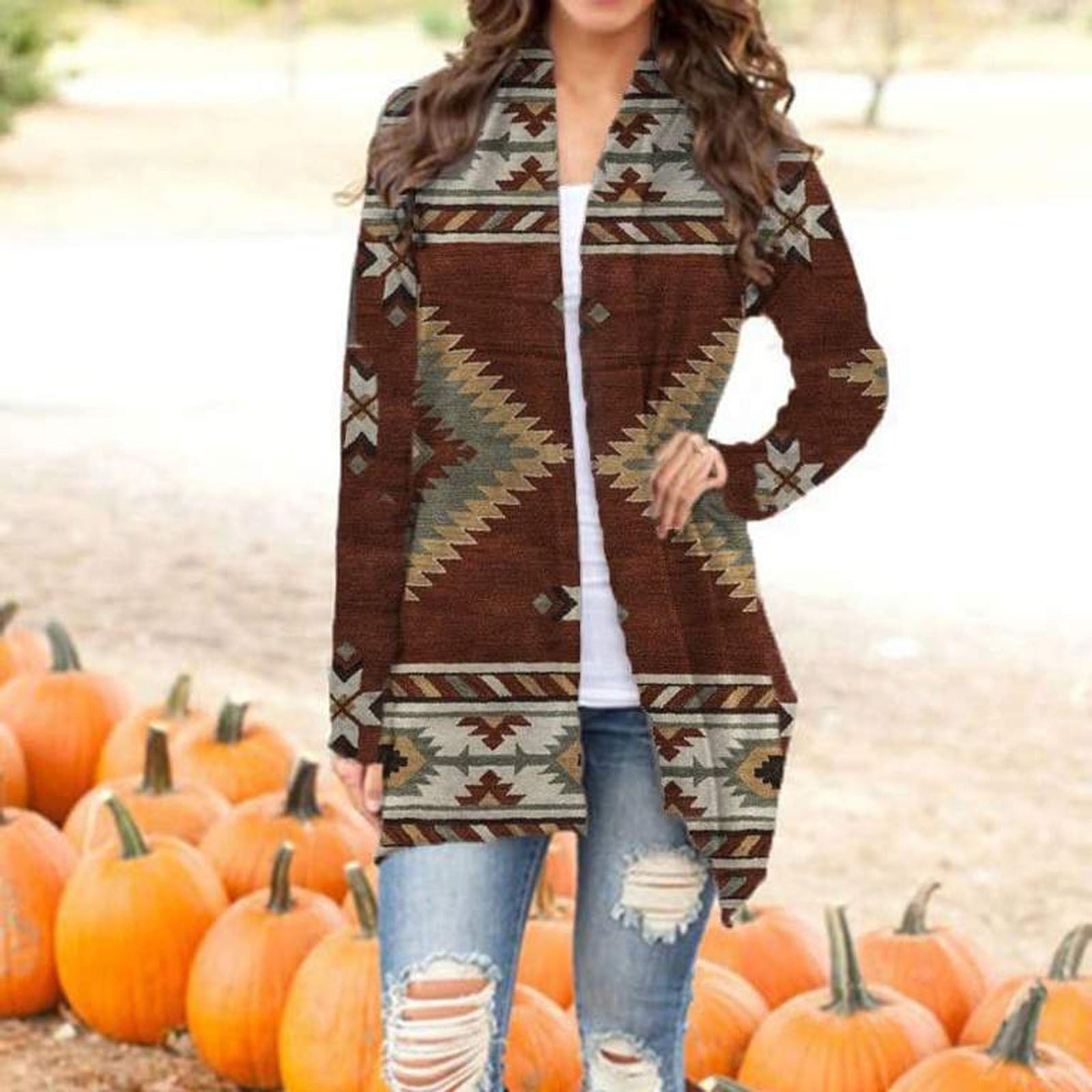 Sweater Womens Christmas Snowman Open Front Long Sleeve Loose Flowy Hem Cardigan Coat Blouse christmas sweater christmas clothes