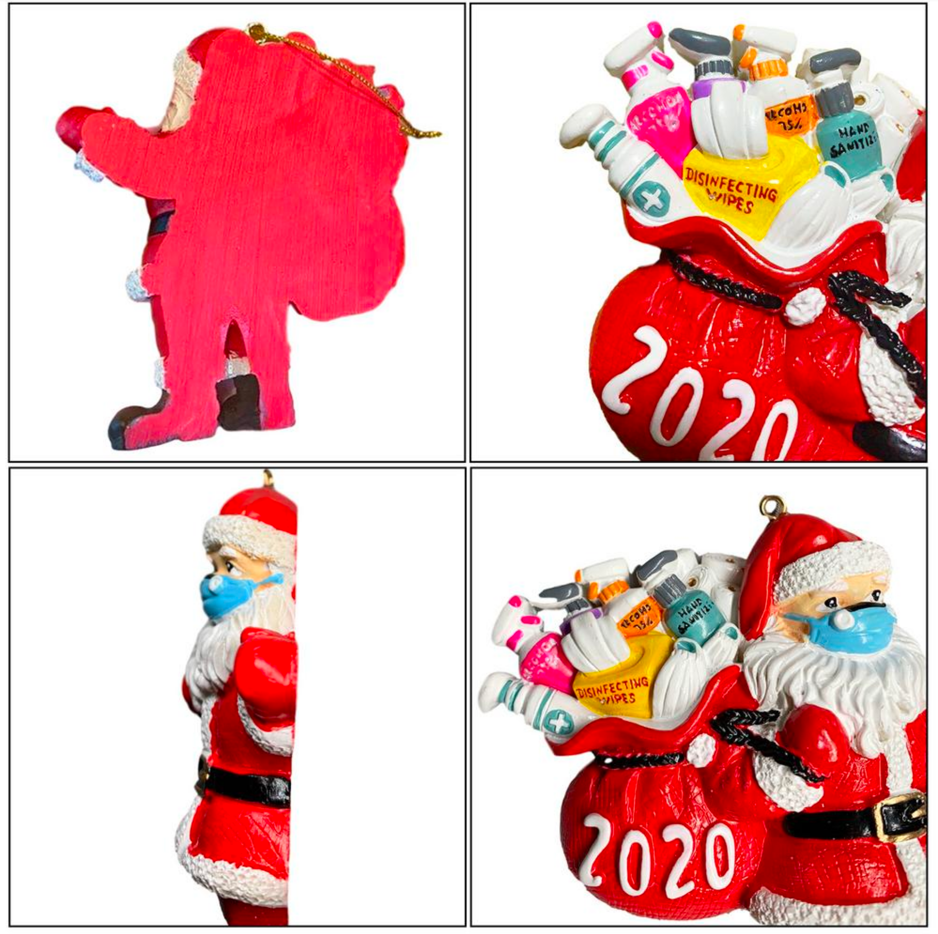 Santa Wearing A Mask Ornament 2020 | Memorial Christmas Tree Decoration | Quarantine Santa Claus Holiday Navidad Gift