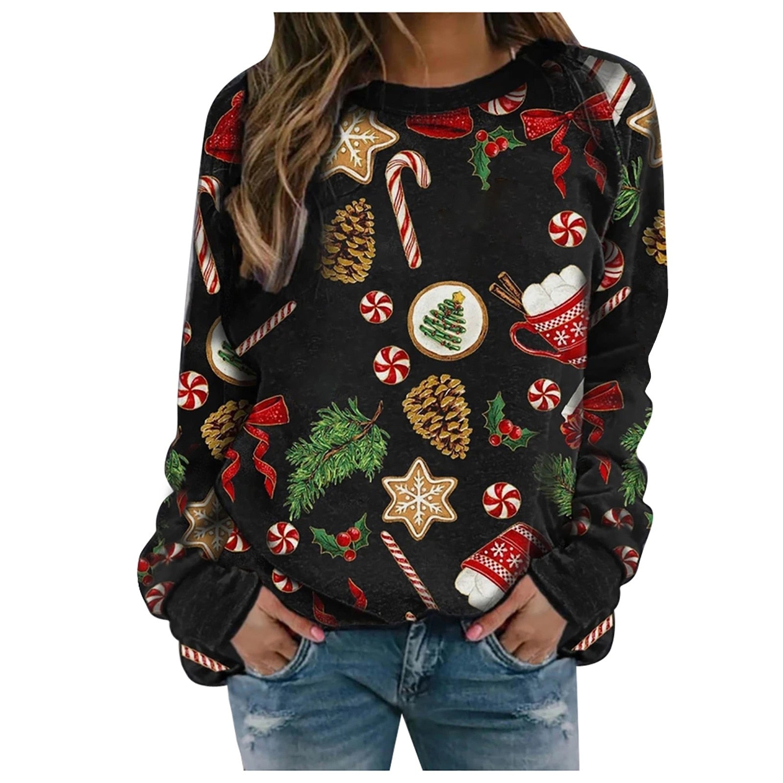 Women Casual Holiday Pattern Sweater