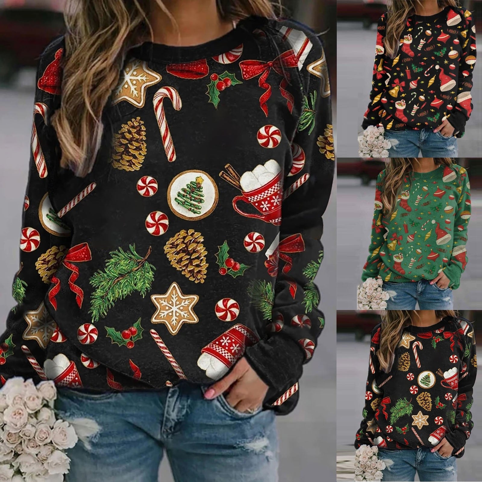 Women Casual Holiday Pattern Sweater