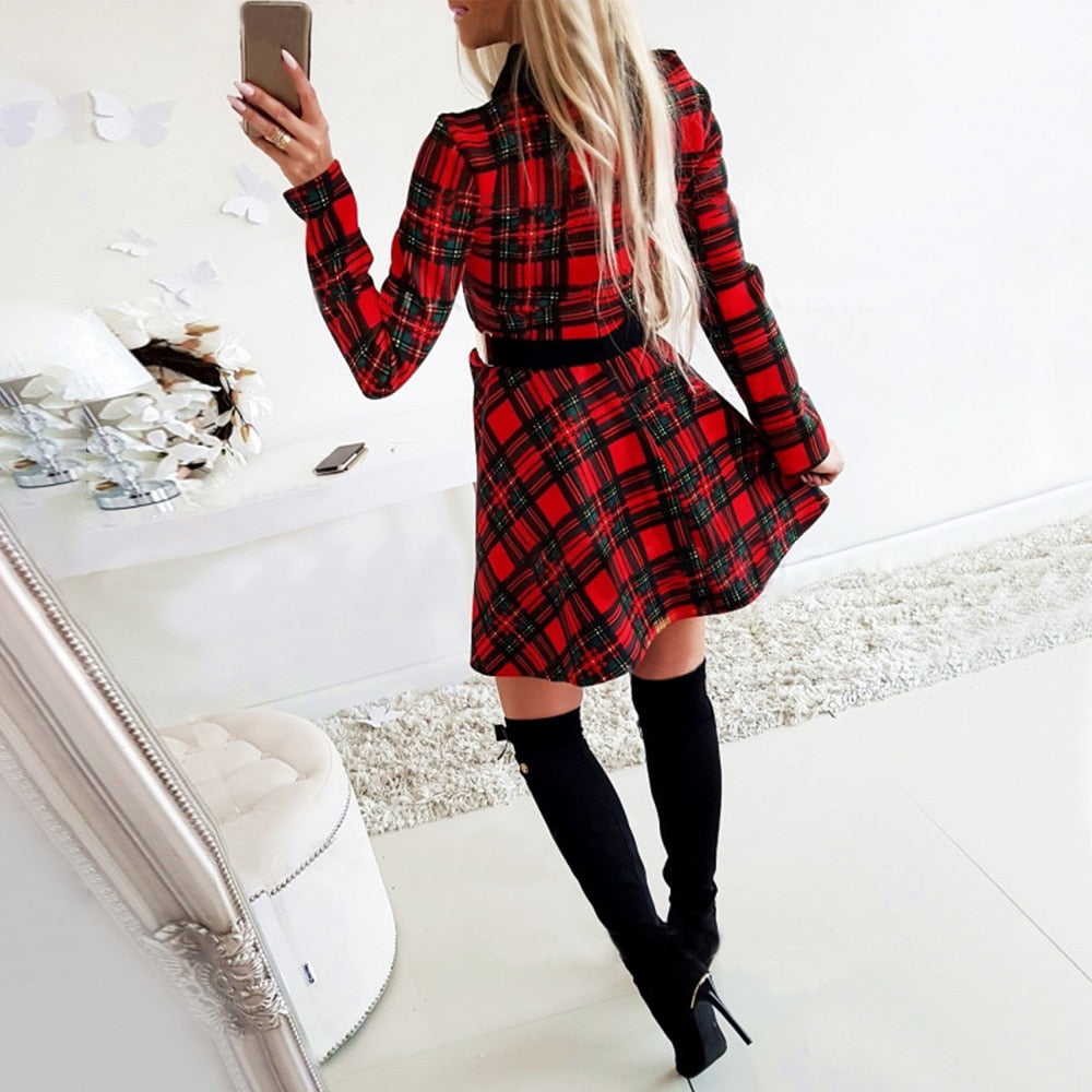 Women's Plaid Vintage Holiday Dress