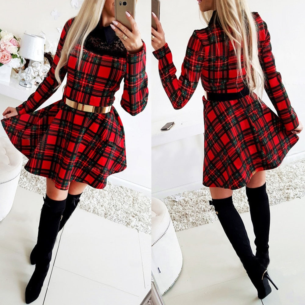 Women's Plaid Vintage Holiday Dress