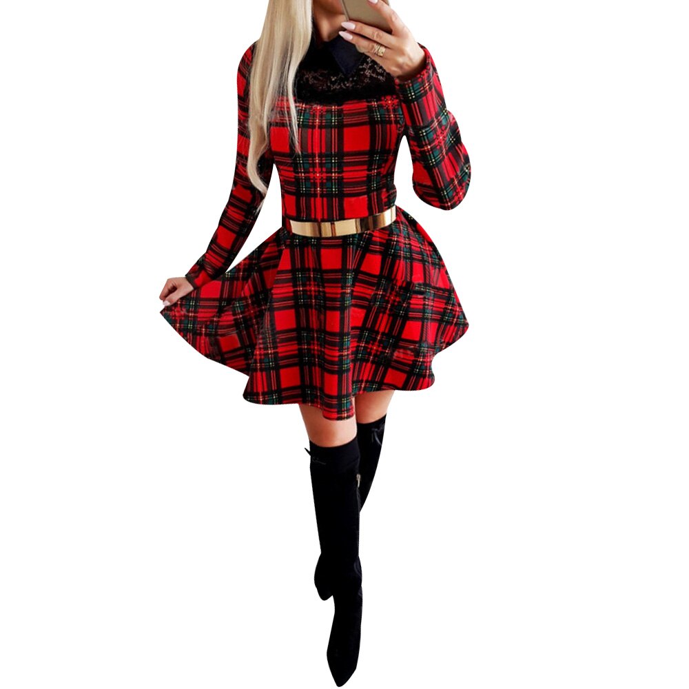 Women's Plaid Vintage Holiday Dress