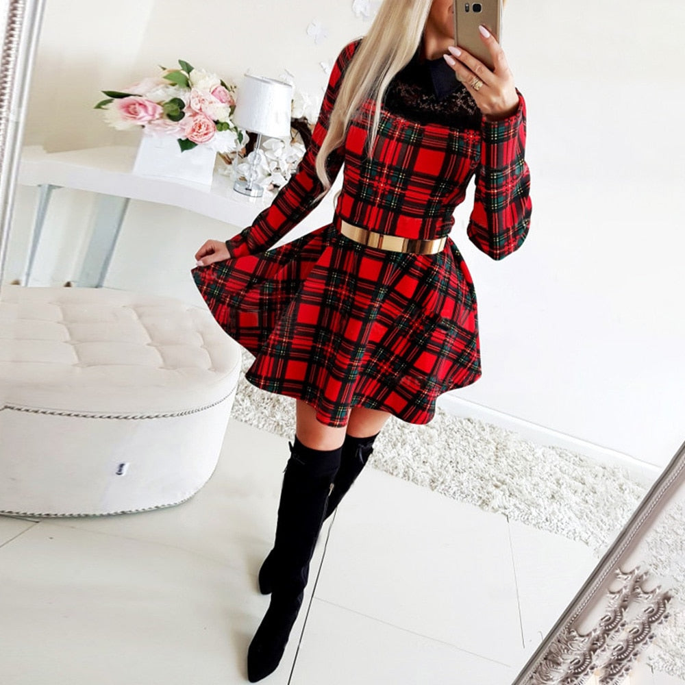 Women's Plaid Vintage Holiday Dress