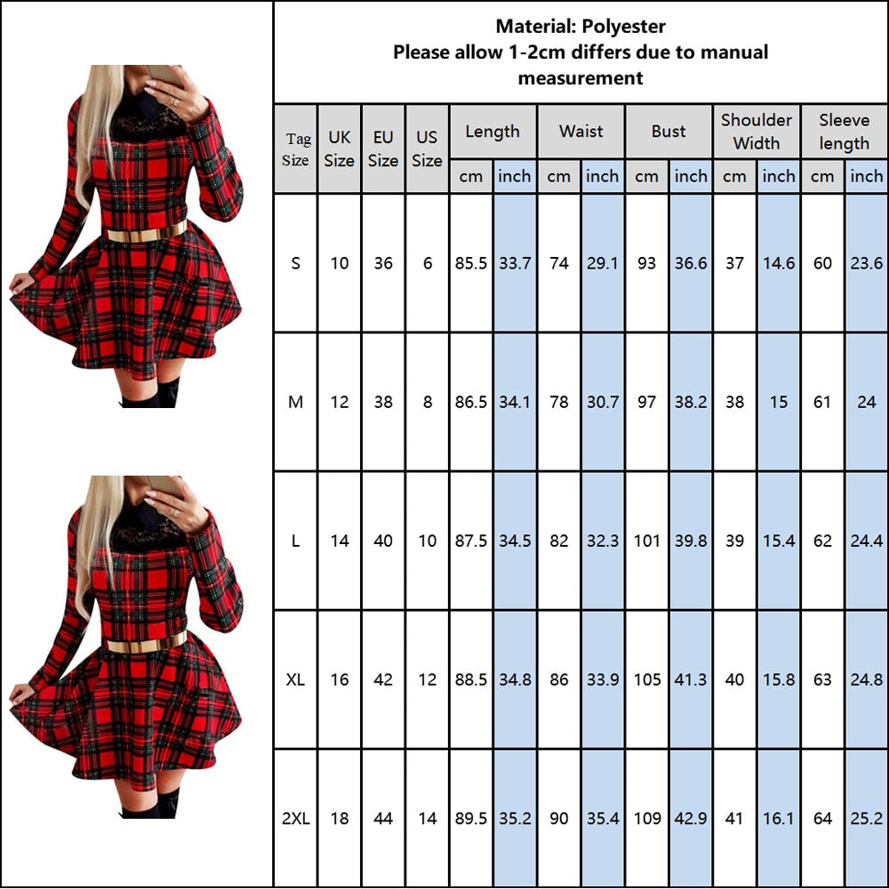 Women's Plaid Vintage Holiday Dress