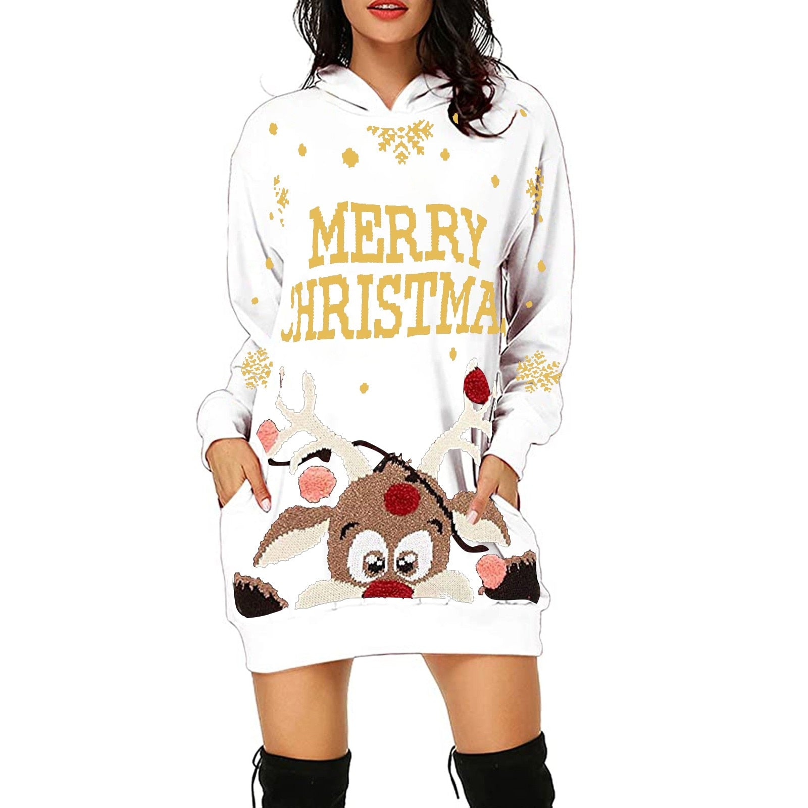 Ladies' Winter Sweater Hoodie Dress