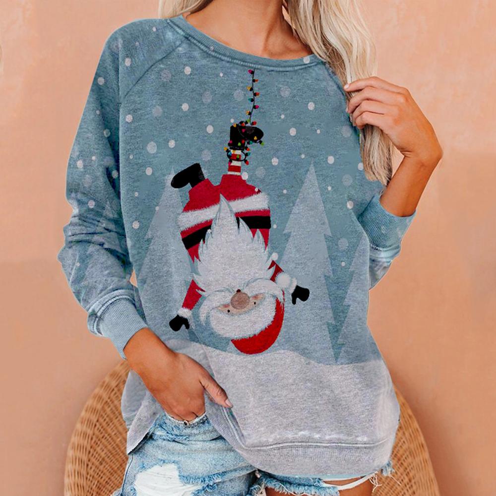 Women's Christmas Sweater 2020 Fashion Printed Round Neck Christmas Costume Sweater Christmas Costumes Pullover Tops Sweater