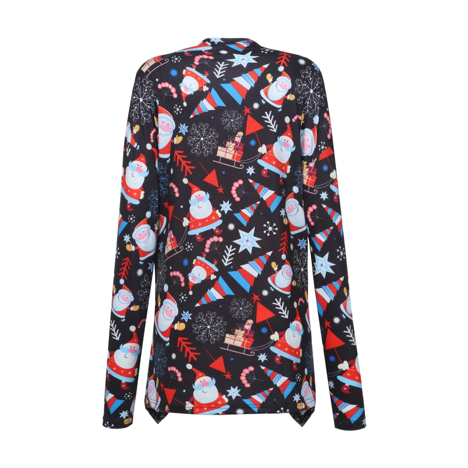 Womens Long Christmas Snowman Open Front Long Sleeve Jacket Loose Flowy Hem Cardigan Coat Christmas Clothes куртка женская
