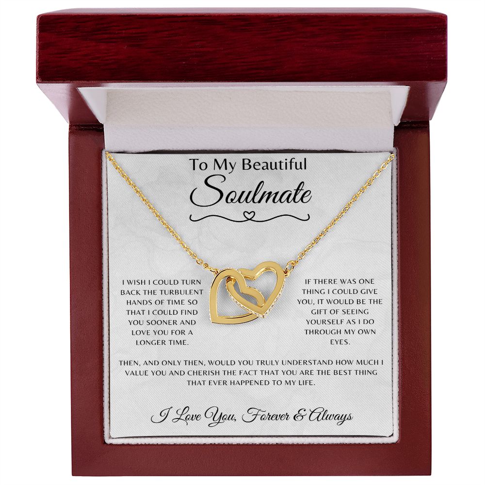 To My Beautiful Soulmate Necklace - To My Soulmate Through My Eyes Forever Love Message Card Jewelry - Interlocking Necklace