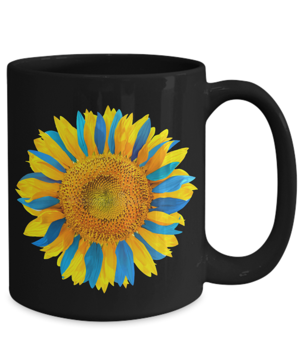 Sunflower Mug - Ukraine Sunflower Coffee Cup - Support Ukraine - 11oz, 15oz, Black, White