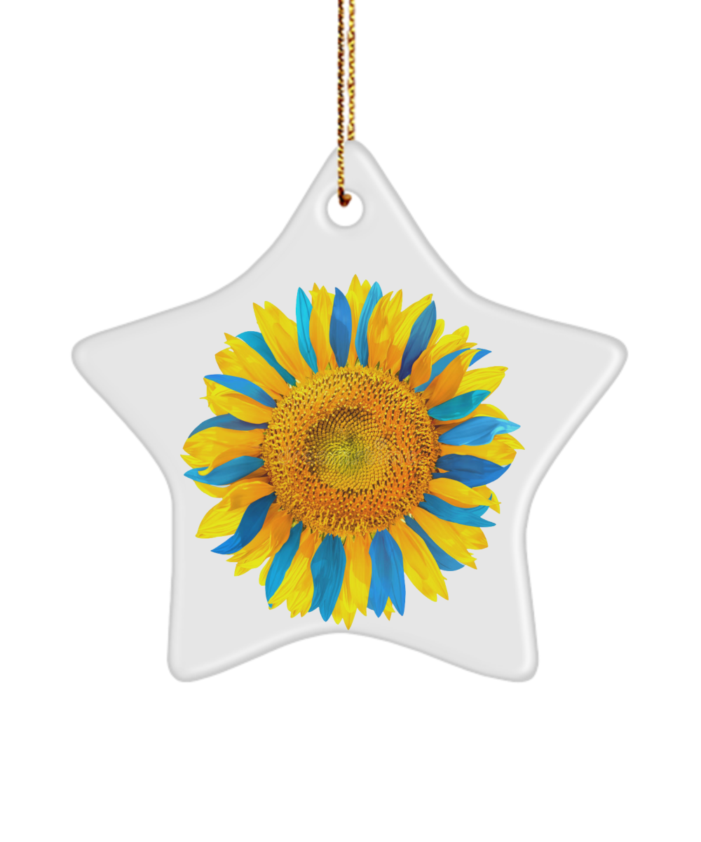 Ukraine Ornament - Ukraine Sunflower Ceramic Flag Ornament