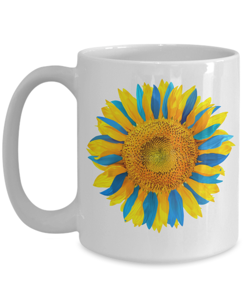 Sunflower Mug - Ukraine Sunflower Coffee Cup - Support Ukraine - 11oz, 15oz, Black, White