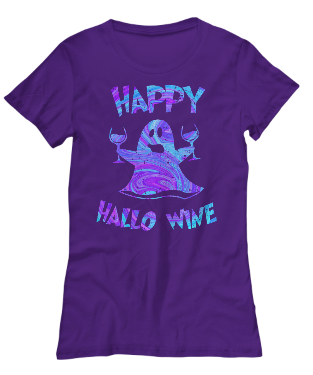 Happy Hallo Wine Shirt - Happy Hallowine Shirt - Retro Halloween Shirt - Halloween Clothes for Women