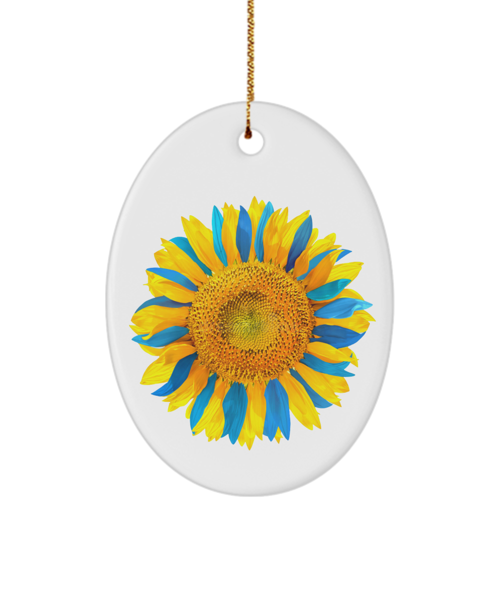 Ukraine Ornament - Ukraine Sunflower Ceramic Flag Ornament