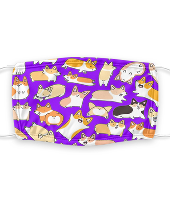 Corgi Face Mask - Reusable, Washable w/ Filter - 7 Layers Germ Protection