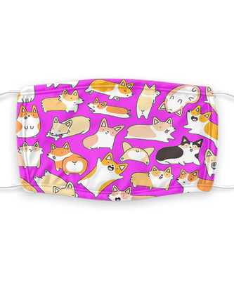 Corgi Face Mask - Reusable, Washable w/ Filter - 7 Layers Germ Protection