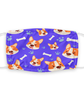 Corgi Face Mask - Reusable, Washable w/ Filter - 7 Layers Germ Protection