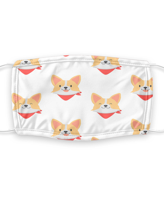 Corgi Face Mask - Reusable, Washable w/ Filter - 7 Layers Germ Protection
