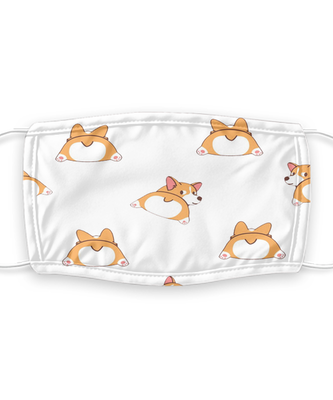 Corgi Face Mask - Reusable, Washable w/ Filter - 7 Layers Germ Protection