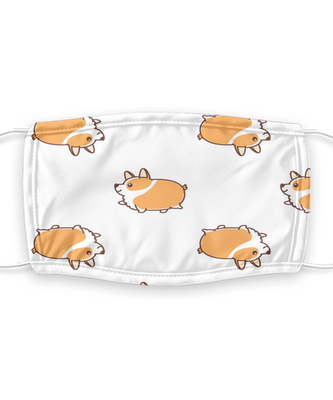 Corgi Face Mask - Reusable, Washable w/ Filter - 7 Layers Germ Protection