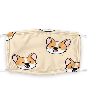 Corgi Face Mask - Reusable, Washable w/ Filter - 7 Layers Germ Protection