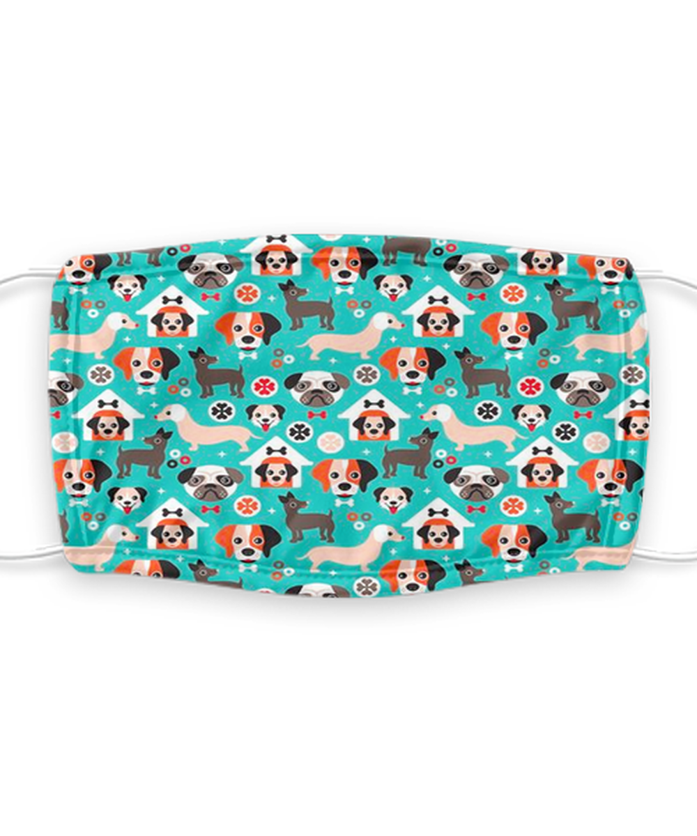 Dog Print Face Mask - Reusable, Washable w/ Filter - 7 Layers Germ Protection