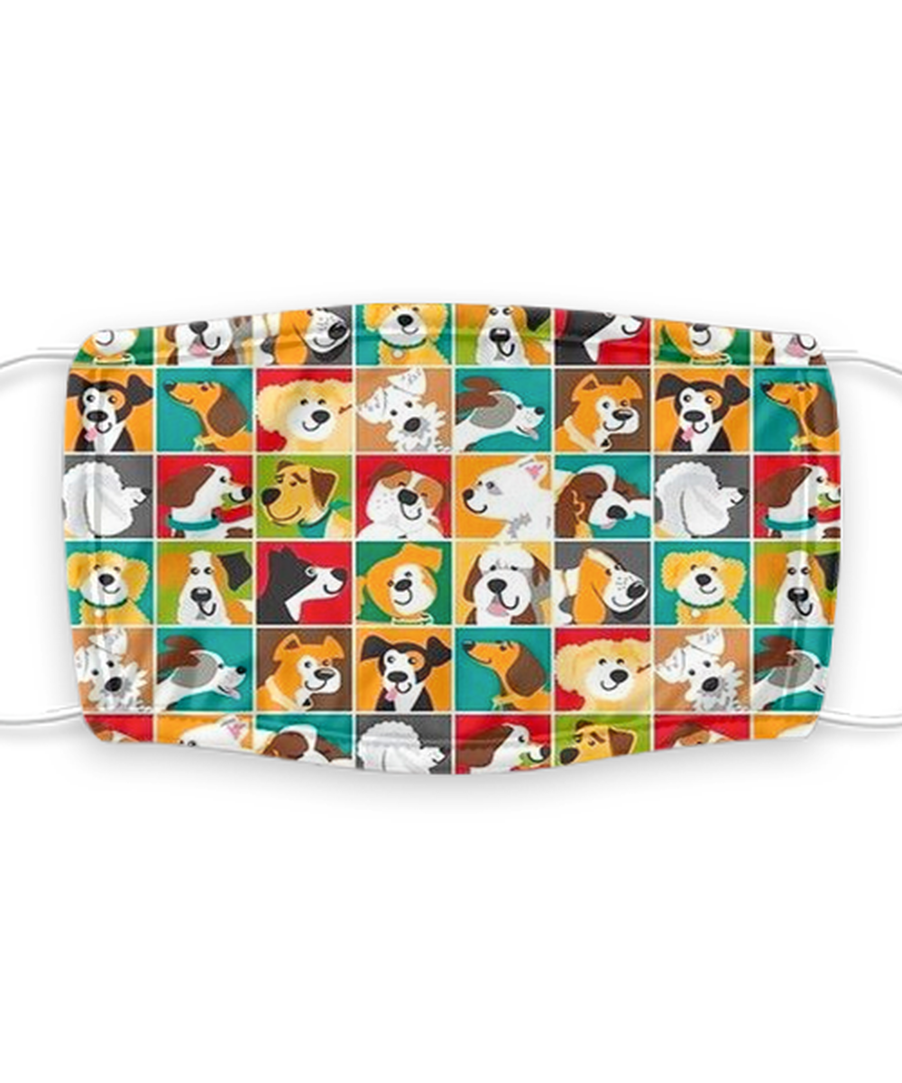 Dog Print Face Mask - Reusable, Washable w/ Filter - 7 Layers Germ Protection