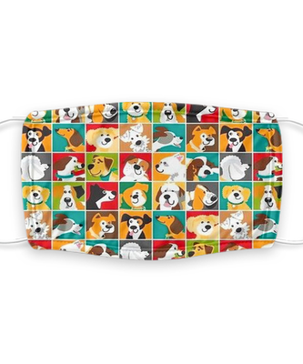 Dog Print Face Mask - Reusable, Washable w/ Filter - 7 Layers Germ Protection