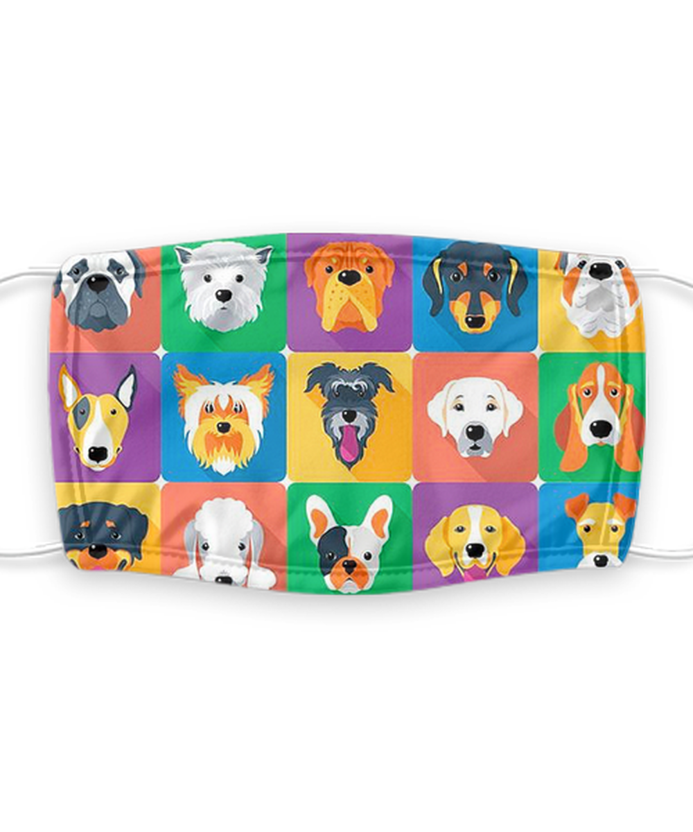 Dog Print Face Mask - Reusable, Washable w/ Filter - 7 Layers Germ Protection